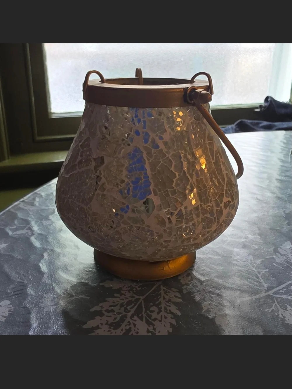 2 Piece Home Decor --Mosaic Glass Tealight Lantern  And VASE